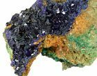 Azurite Crystal Cluster with Malachite - Laos #56048-2